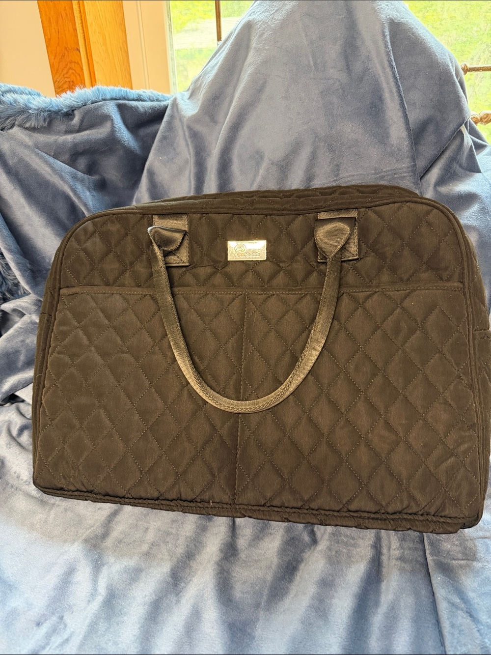 Quilted Black Travel Tote Bag